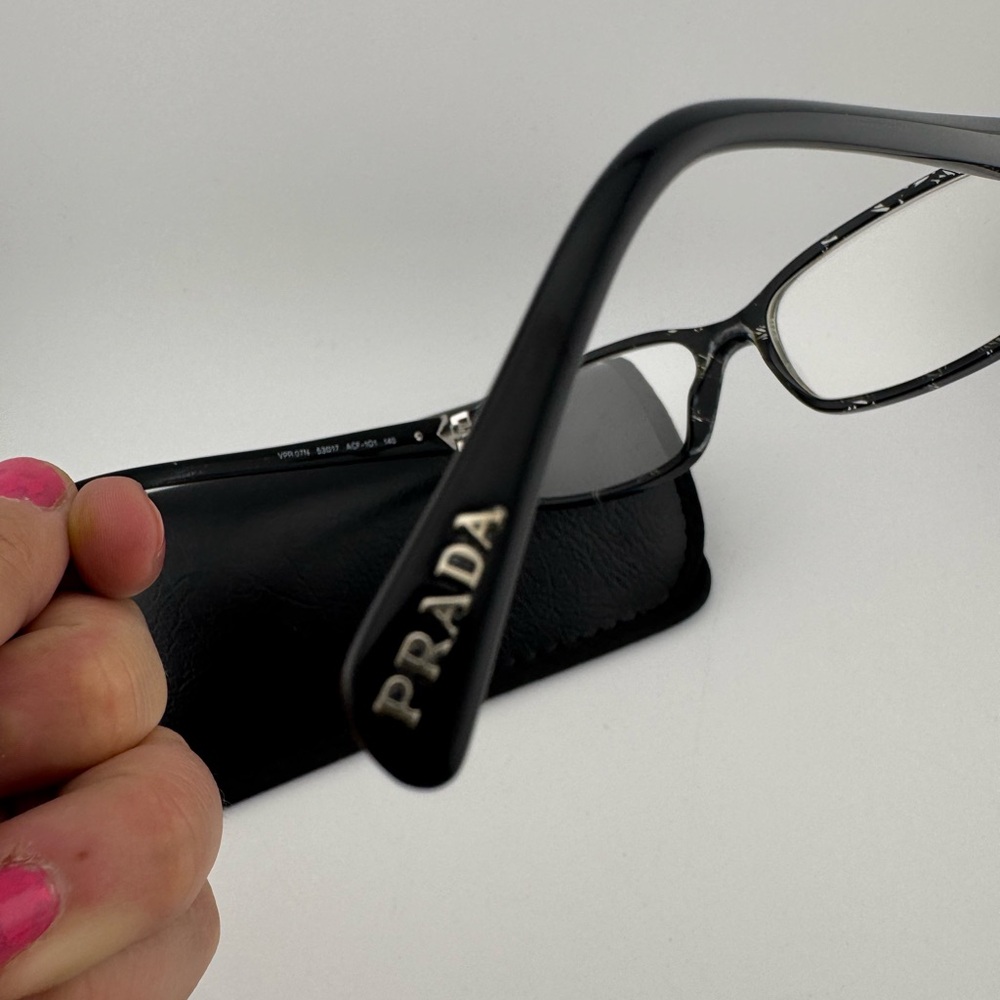 Prada VPR 07N Black Rectangular Glasses with Case Frames Only‎ - Picture 8 of 12